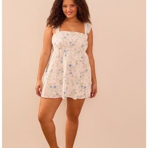 Arula Floral Ruffle Sleeve Straps Open Back with Bow Mini Dress 1X Pockets
